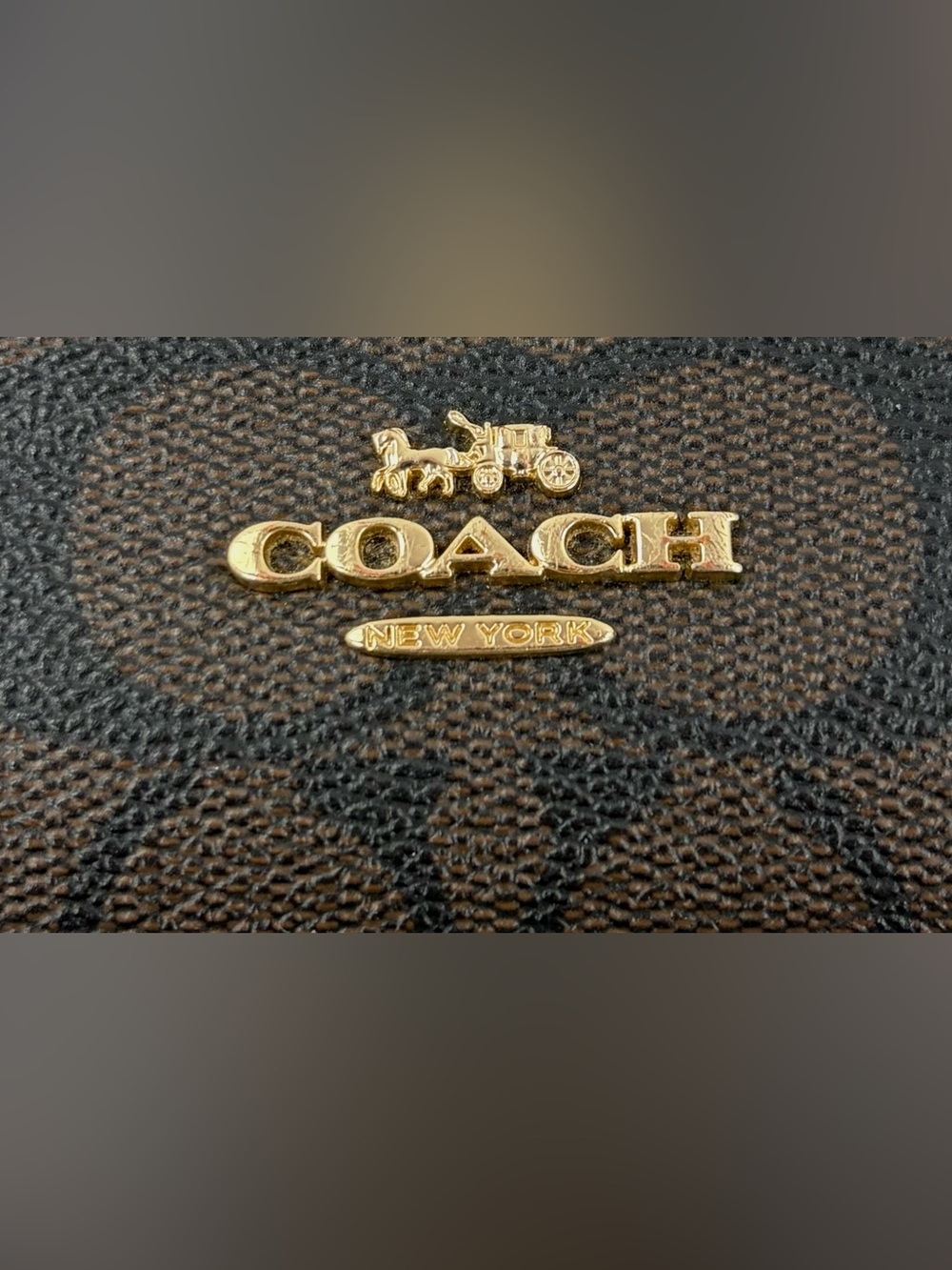 Coach Signature Double Zip Wristlet Wallet Brown Canvas & Leather EUC - Picture 2 of 10